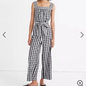 NWOT Madewell Tie-Waist Wide-Leg Jumpsuit in Gingham Mix